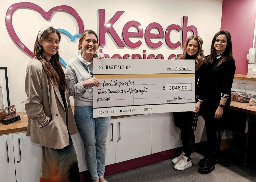 Keech Hospice Care Cheque from Habit Action